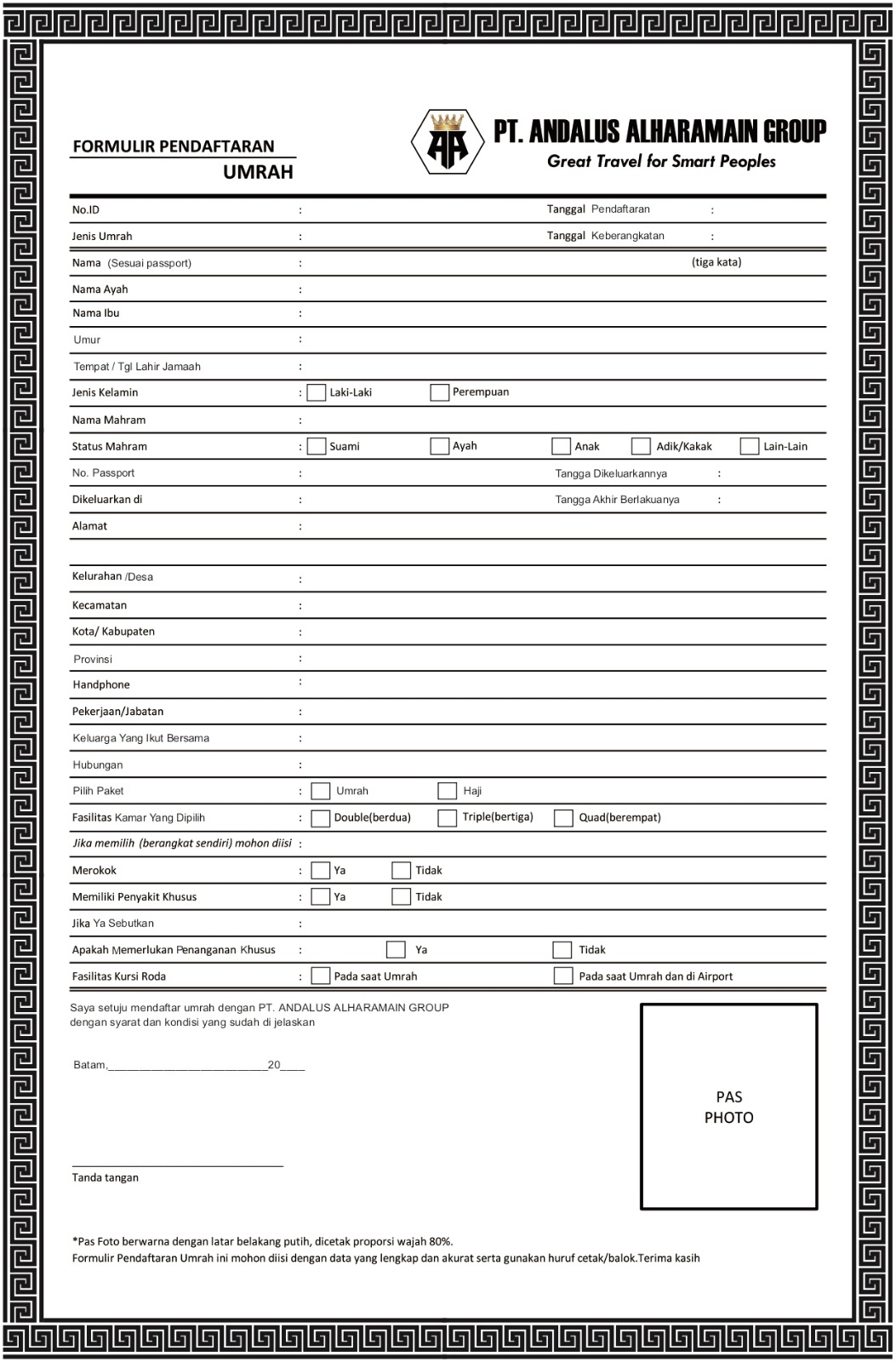 Proses pendaftaran bersama travel umroh Andalus Alharamain 